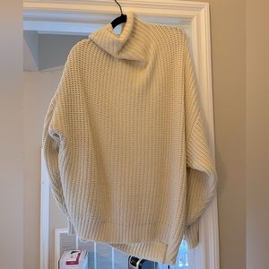 Free people oversized funnel neck cream sweater